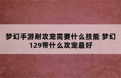 梦幻手游耐攻宠需要什么技能 梦幻129带什么攻宠最好